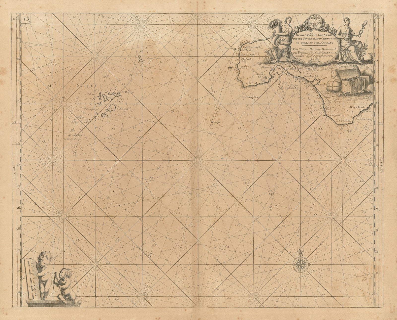 LAND'S END & THE SCILLY ISLES sea chart. Lizard & Penzance. COLLINS 1693 map